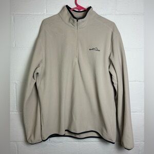Eddie Bauer Men’s Beige Quarter Zip Casual Fall Pullover Sweatshirt Size Large
